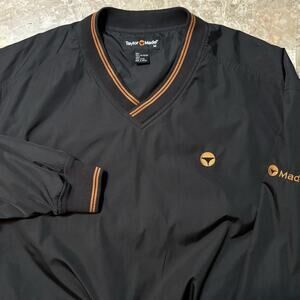 TaylorMade Windbreaker Mens Medium Black Orange Trim V Neck Woven Golf
